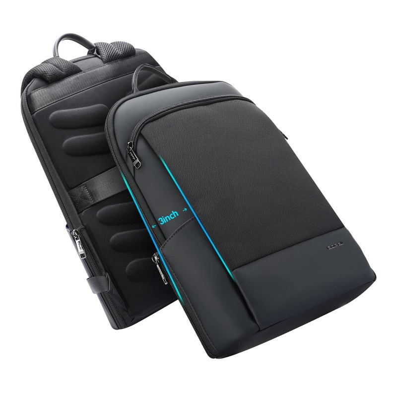 BOPai 15 inch Super Slim Laptop Backpack Men Anti Theft Waterproof Backpack Light Smart Business Computer Backpack Casual Daypack Black - Image 1